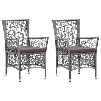 vidaXL Outdoor Chairs 2 pcs with Cushions Poly Rattan Grey