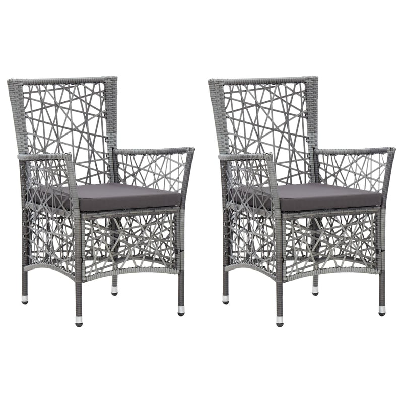 vidaXL Outdoor Chairs 2 pcs with Cushions Poly Rattan Grey