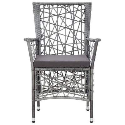 vidaXL Outdoor Chairs 2 pcs with Cushions Poly Rattan Grey