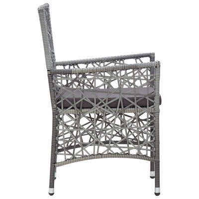 vidaXL Outdoor Chairs 2 pcs with Cushions Poly Rattan Grey