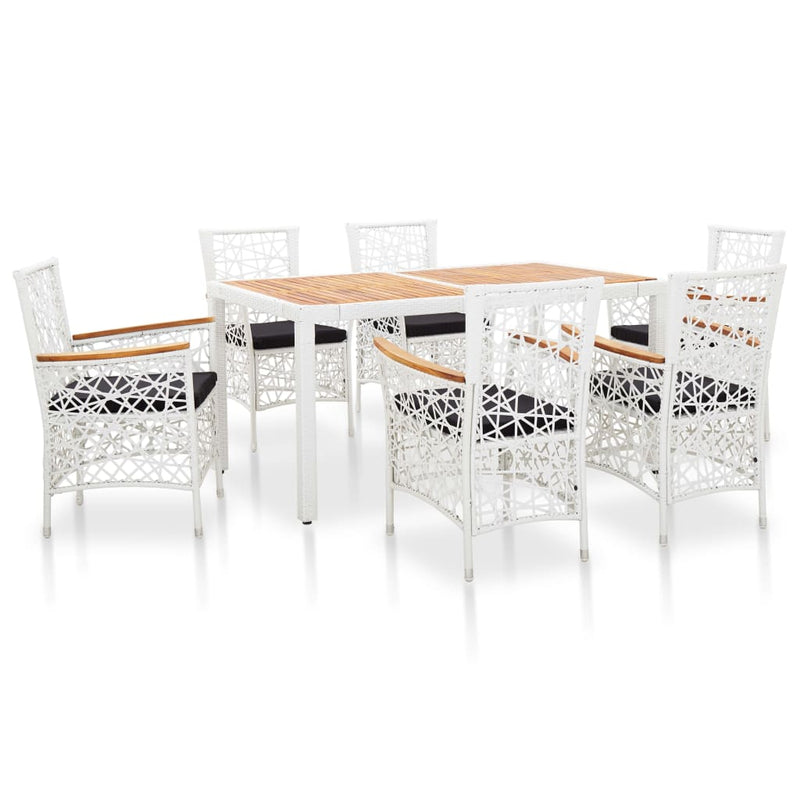 vidaXL 7 Piece Outdoor Dining Set Poly Rattan White
