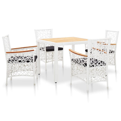 vidaXL 7 Piece Outdoor Dining Set Poly Rattan White