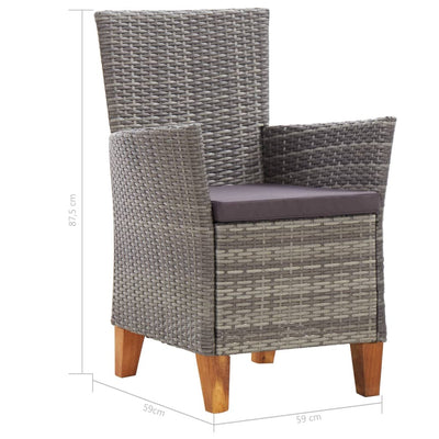 vidaXL 5 Piece Dining Set Poly Rattan and Solid Acacia Wood Grey