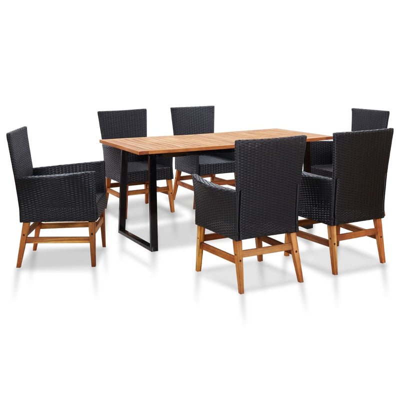 vidaXL 9 Piece Outdoor Dining Set Poly Rattan and Acacia Wood Black