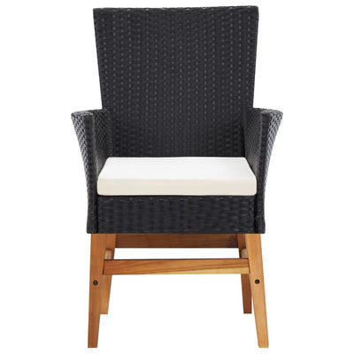vidaXL 9 Piece Outdoor Dining Set Poly Rattan and Acacia Wood Black