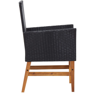 vidaXL 9 Piece Outdoor Dining Set Poly Rattan and Acacia Wood Black