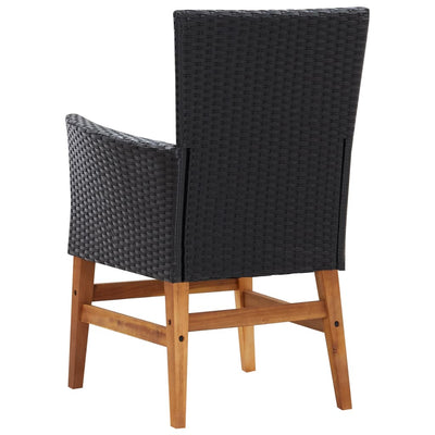 vidaXL 9 Piece Outdoor Dining Set Poly Rattan and Acacia Wood Black