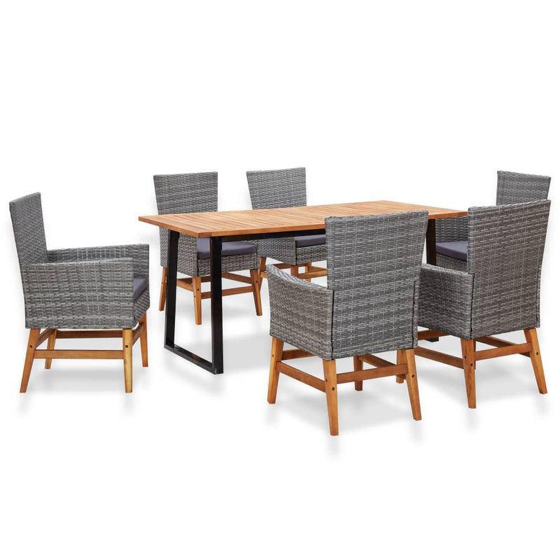 vidaXL 9 Piece Outdoor Dining Set Poly Rattan and Acacia Wood Black