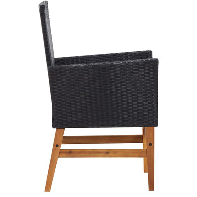 vidaXL 9 Piece Outdoor Dining Set Poly Rattan and Acacia Wood Black