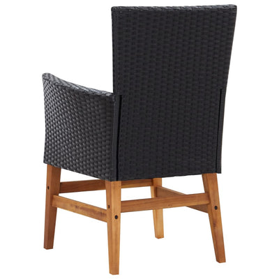 vidaXL 9 Piece Outdoor Dining Set Poly Rattan and Acacia Wood Black