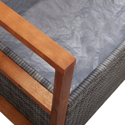 vidaXL Storage Bench 115 cm Poly Rattan and Solid Acacia Wood Grey