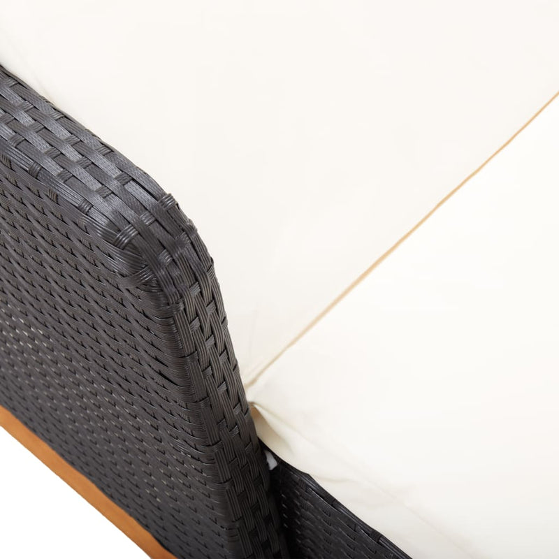 vidaXL Sun Lounger Poly Rattan and Solid Acacia Wood Black