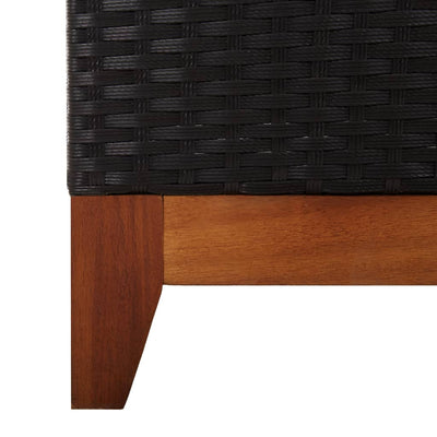 vidaXL Sun Lounger Poly Rattan and Solid Acacia Wood Black