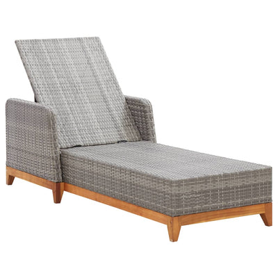vidaXL Sun Lounger Poly Rattan and Solid Acacia Wood Black