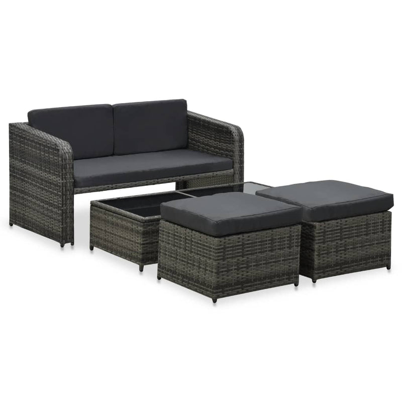 vidaXL 4 Piece Garden Lounge Set with Cushions Poly Rattan Anthracite