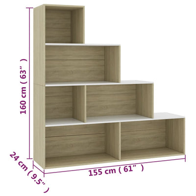 vidaXL Book Cabinet/Room Divider Sonoma Oak 155x24x160 cm Engineered Wood