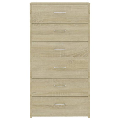 vidaXL Sideboard with 6 Drawers Sonoma Oak 50x34x96 cm Engineered Wood