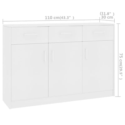 vidaXL Sideboard Concrete Grey 110x30x75 cm Engineered Wood