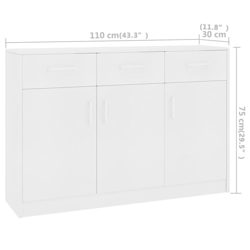 vidaXL Sideboard Concrete Grey 110x30x75 cm Engineered Wood