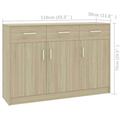 vidaXL Sideboard Concrete Grey 110x30x75 cm Engineered Wood