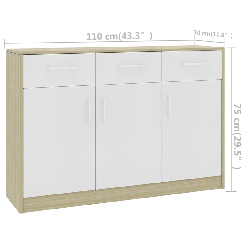 vidaXL Sideboard Concrete Grey 110x30x75 cm Engineered Wood