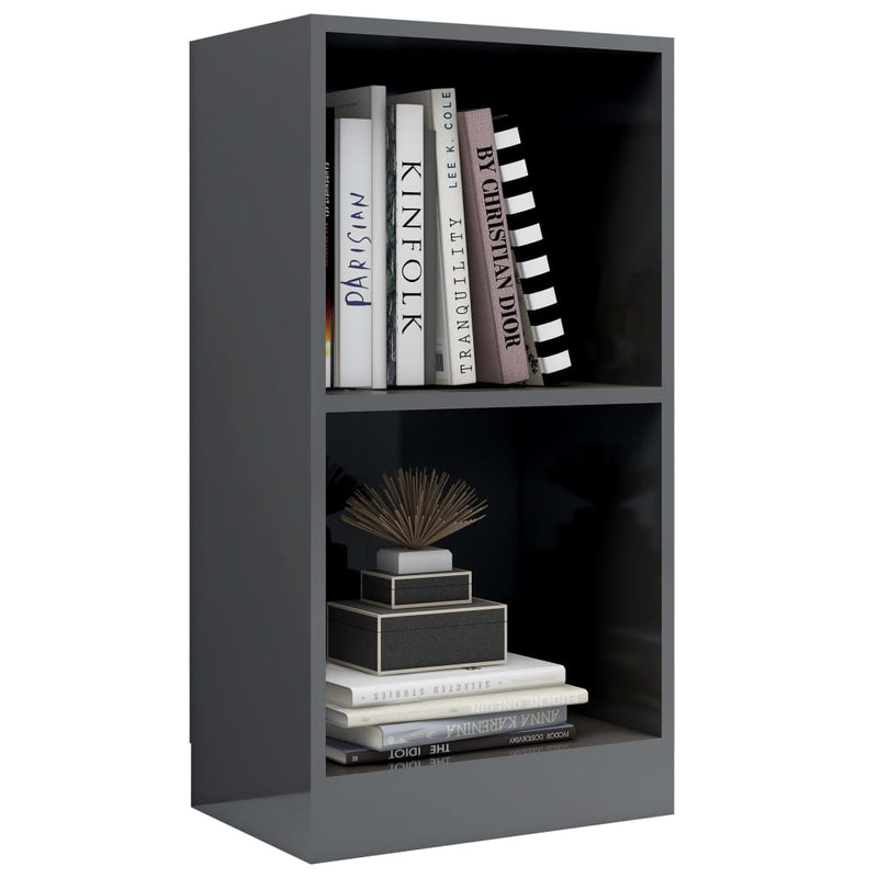vidaXL Bookshelf High Gloss Grey 40x24x75 cm Engineered Wood