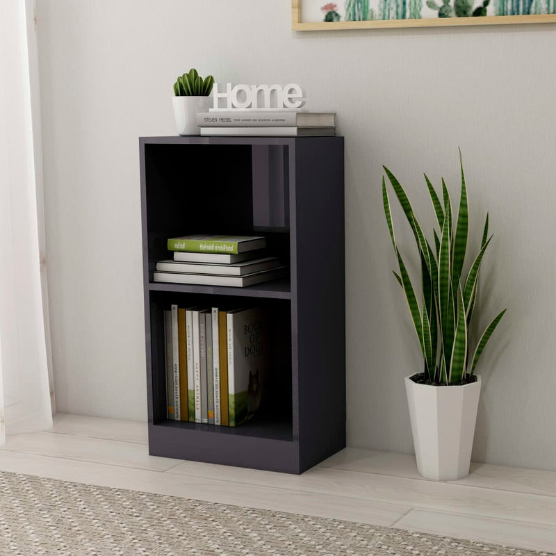 vidaXL Bookshelf High Gloss Grey 40x24x75 cm Engineered Wood