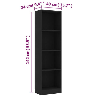 vidaXL 4-Tier Book Cabinet Sonoma Oak 40x24x142 cm Engineered Wood