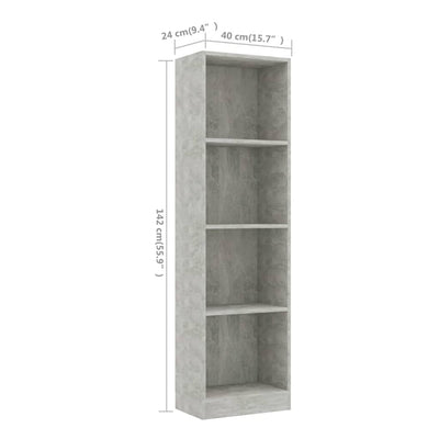 vidaXL 4-Tier Book Cabinet Sonoma Oak 40x24x142 cm Engineered Wood