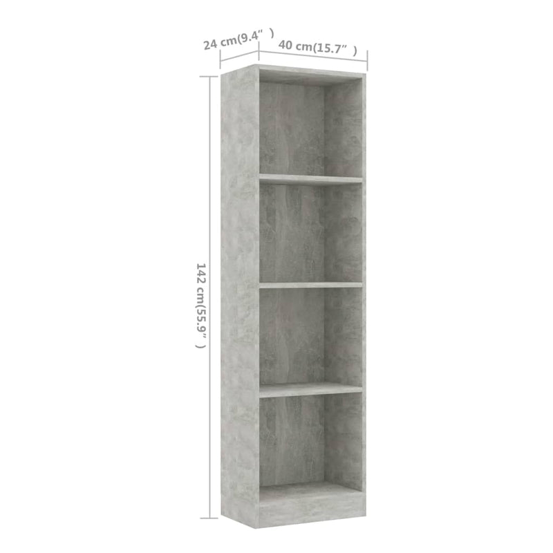 vidaXL 4-Tier Book Cabinet Sonoma Oak 40x24x142 cm Engineered Wood