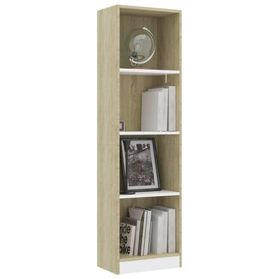 vidaXL 4-Tier Book Cabinet Sonoma Oak 40x24x142 cm Engineered Wood
