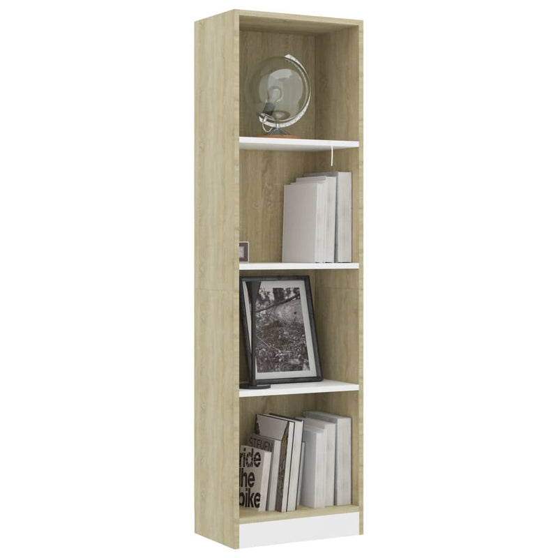 vidaXL 4-Tier Book Cabinet Sonoma Oak 40x24x142 cm Engineered Wood
