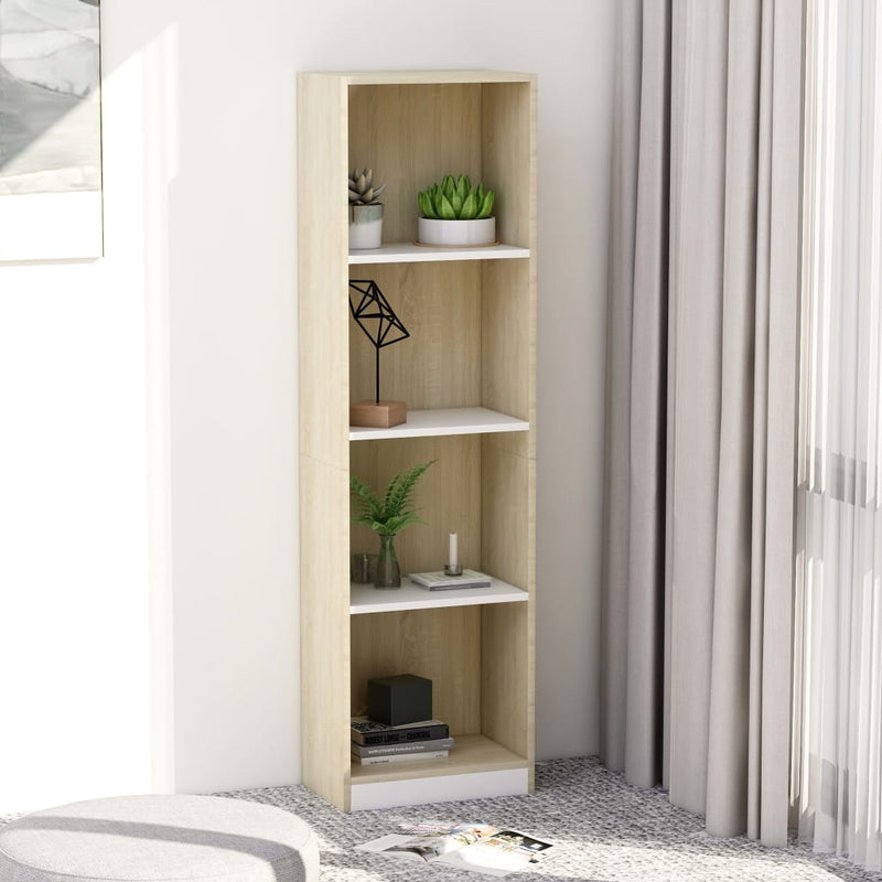 vidaXL 4-Tier Book Cabinet Sonoma Oak 40x24x142 cm Engineered Wood