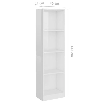 vidaXL 4-Tier Book Cabinet Sonoma Oak 40x24x142 cm Engineered Wood