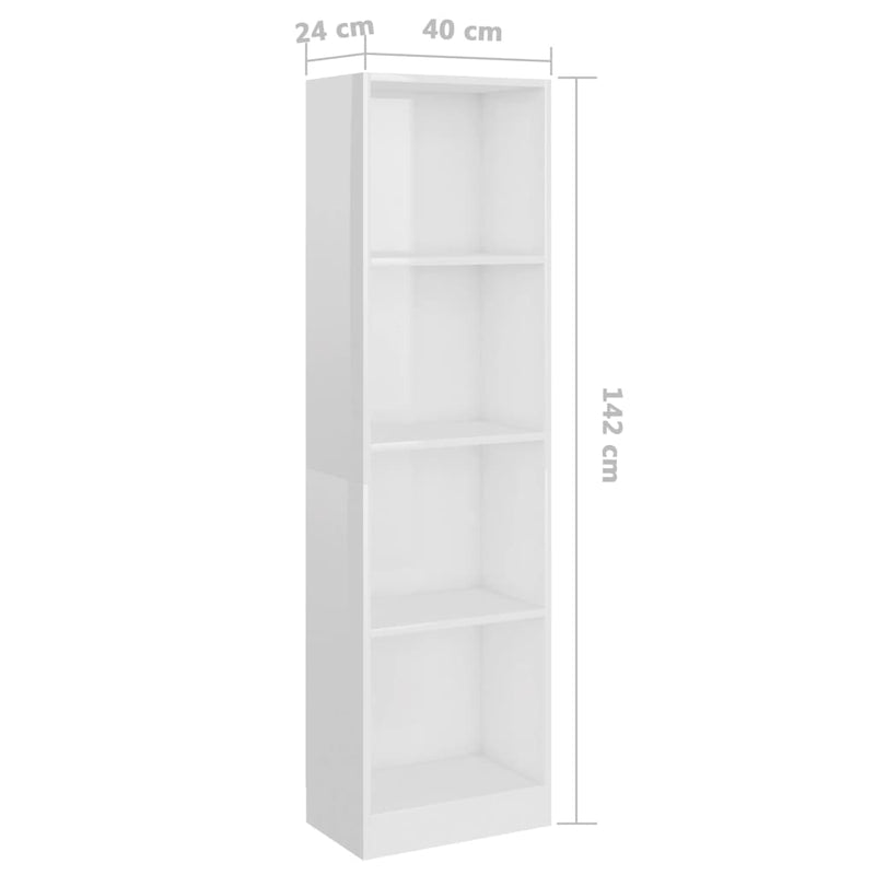 vidaXL 4-Tier Book Cabinet Sonoma Oak 40x24x142 cm Engineered Wood