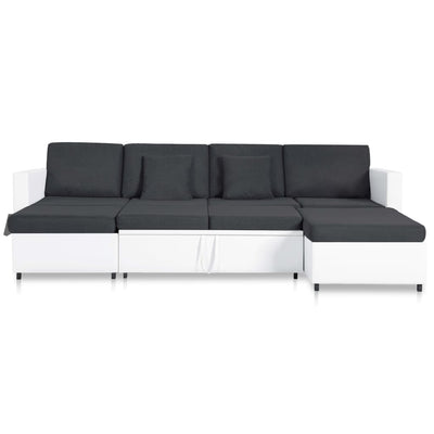 vidaXL 4-Seater Pull-out Sofa Bed Faux Leather White