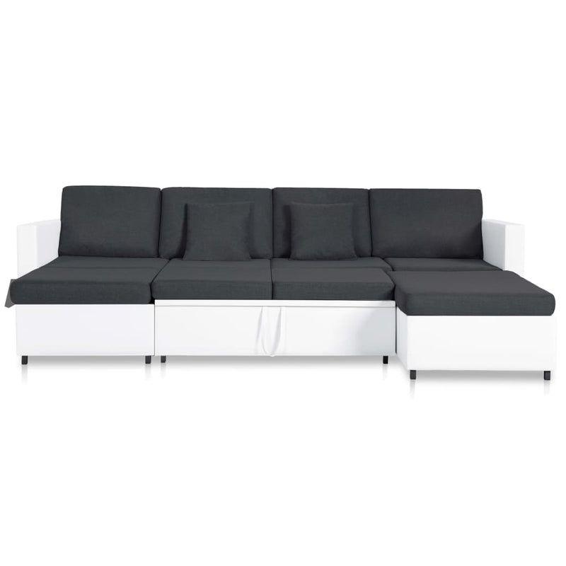 vidaXL 4-Seater Pull-out Sofa Bed Faux Leather White