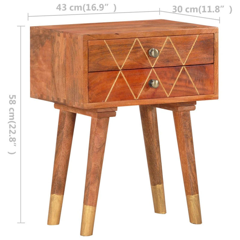 vidaXL Bedside Cabinet 43x30x58 cm Solid Mango Wood