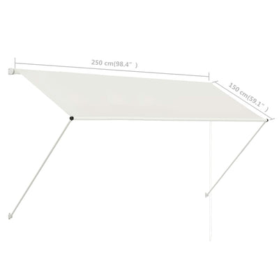 vidaXL Retractable Awning 250x150 cm Cream