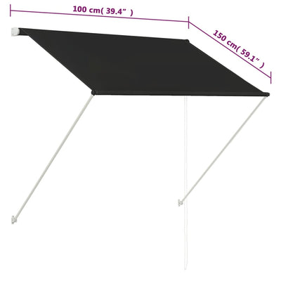 vidaXL Retractable Awning 100x150 cm Anthracite