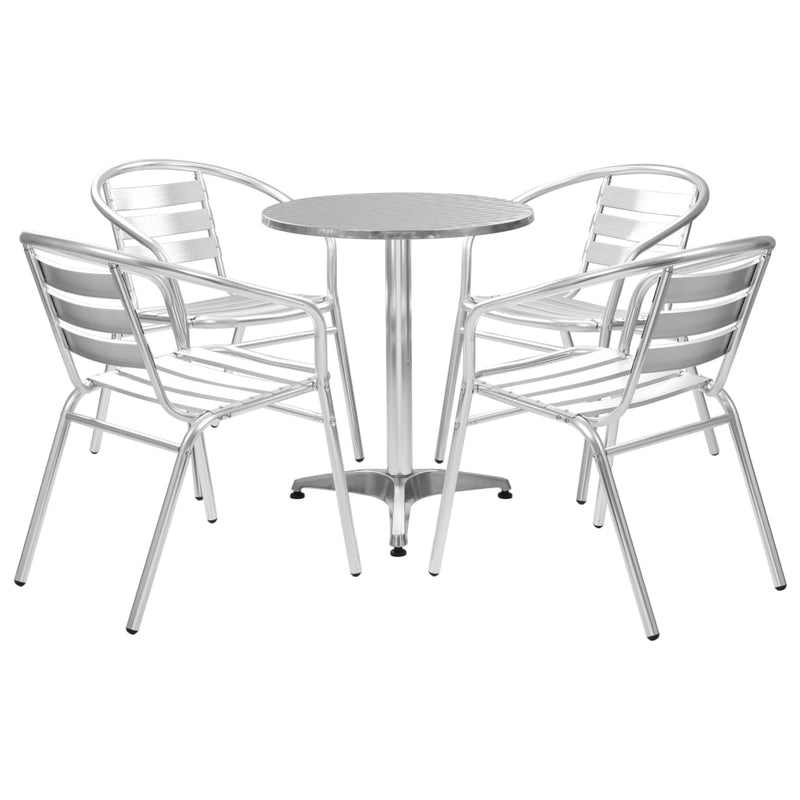 vidaXL 5 Piece Outdoor Dining Set Aluminium Silver