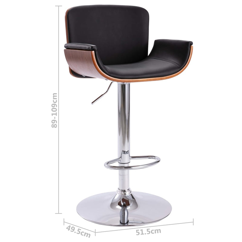 vidaXL Bar Stool Black Faux Leather