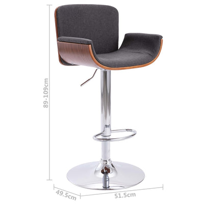 vidaXL Bar Stool Grey Fabric