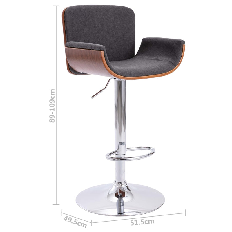 vidaXL Bar Stool Grey Fabric