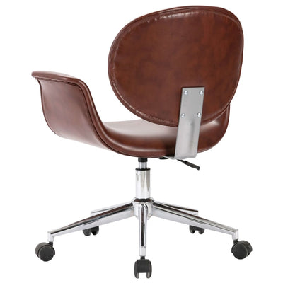 vidaXL Swivel Dining Chair Brown Faux Leather