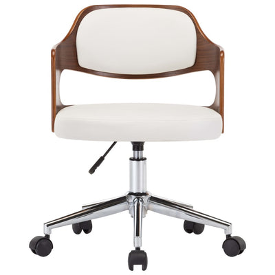 vidaXL Swivel Dining Chair White Bent Wood and Faux Leather