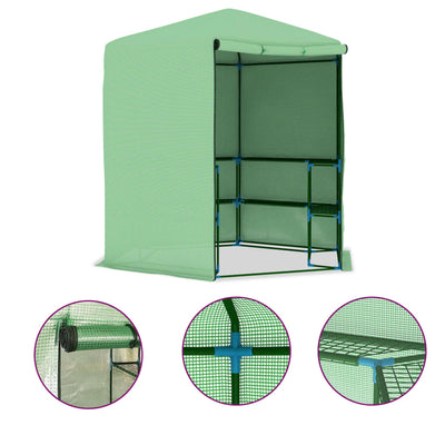 vidaXL Greenhouse with Shelves Steel 143x143x195 cm