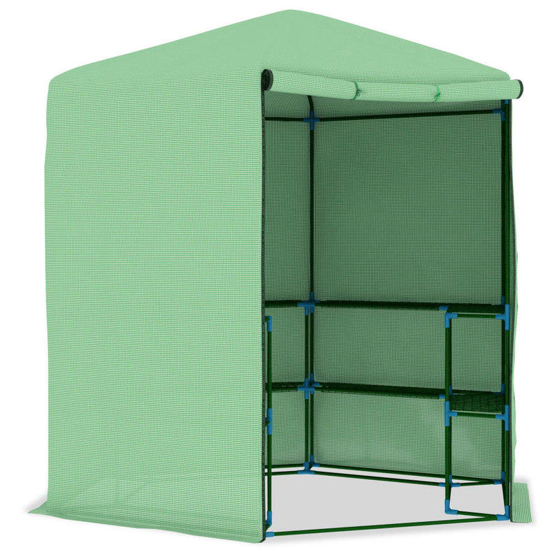vidaXL Greenhouse with Shelves Steel 143x143x195 cm