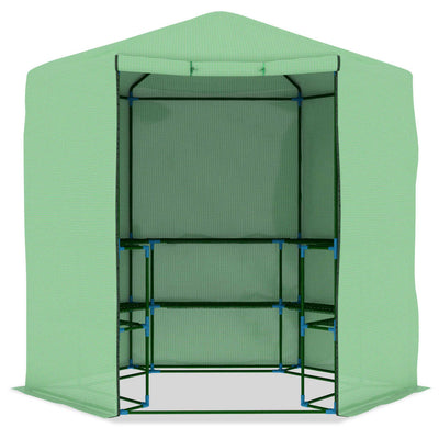 vidaXL Greenhouse with Shelves Steel 143x143x195 cm
