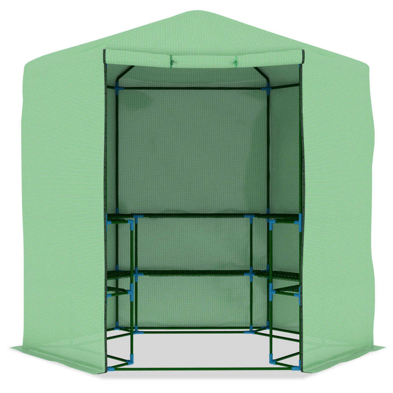 vidaXL Greenhouse with Shelves Steel 143x143x195 cm